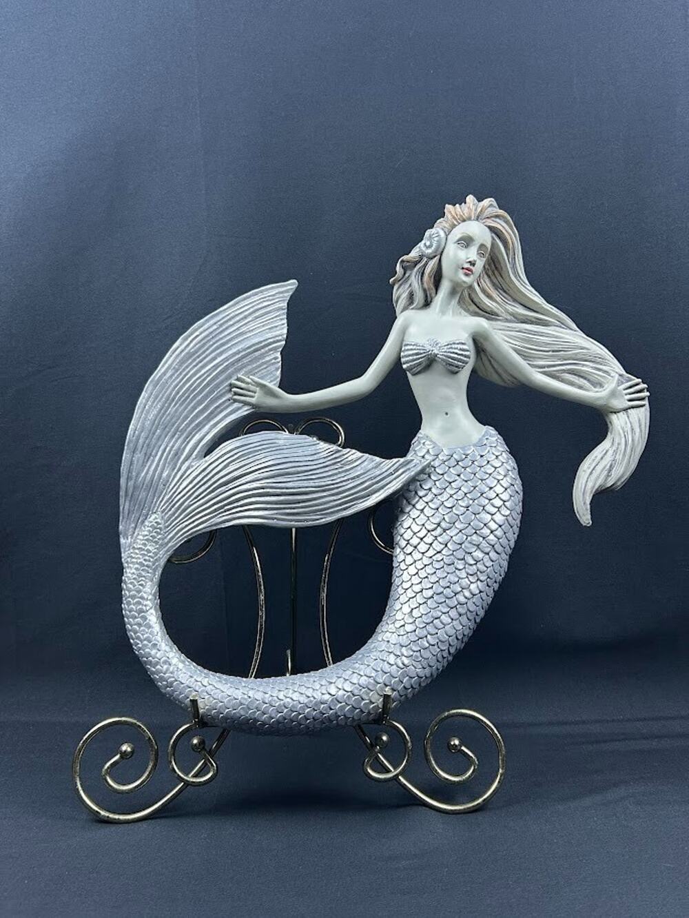 RARE Collections Etc Pearl Finish Mermaid Wall Decor Plaque 3D Resin 15" Retired
